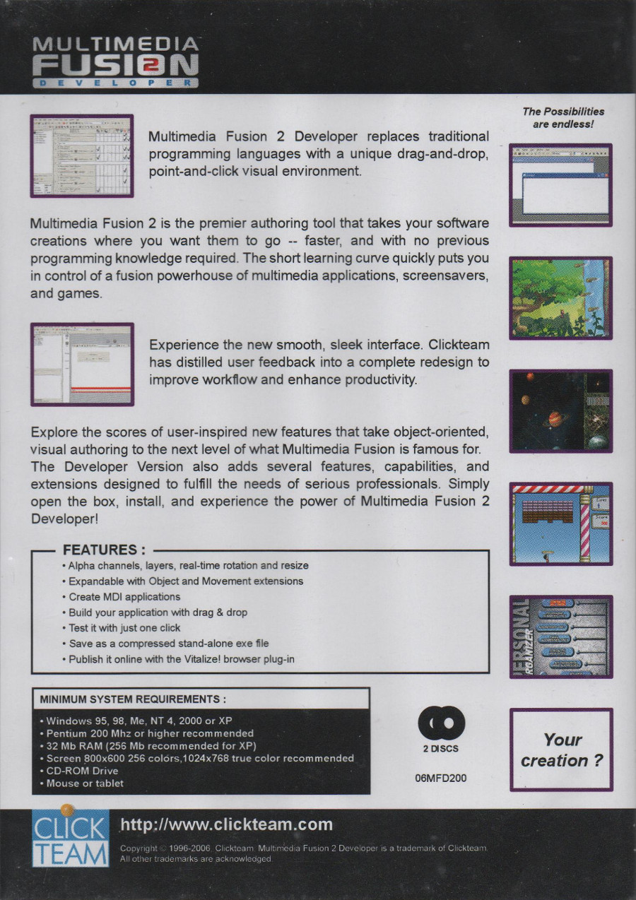 The back cover of the Developer 2 disc set.